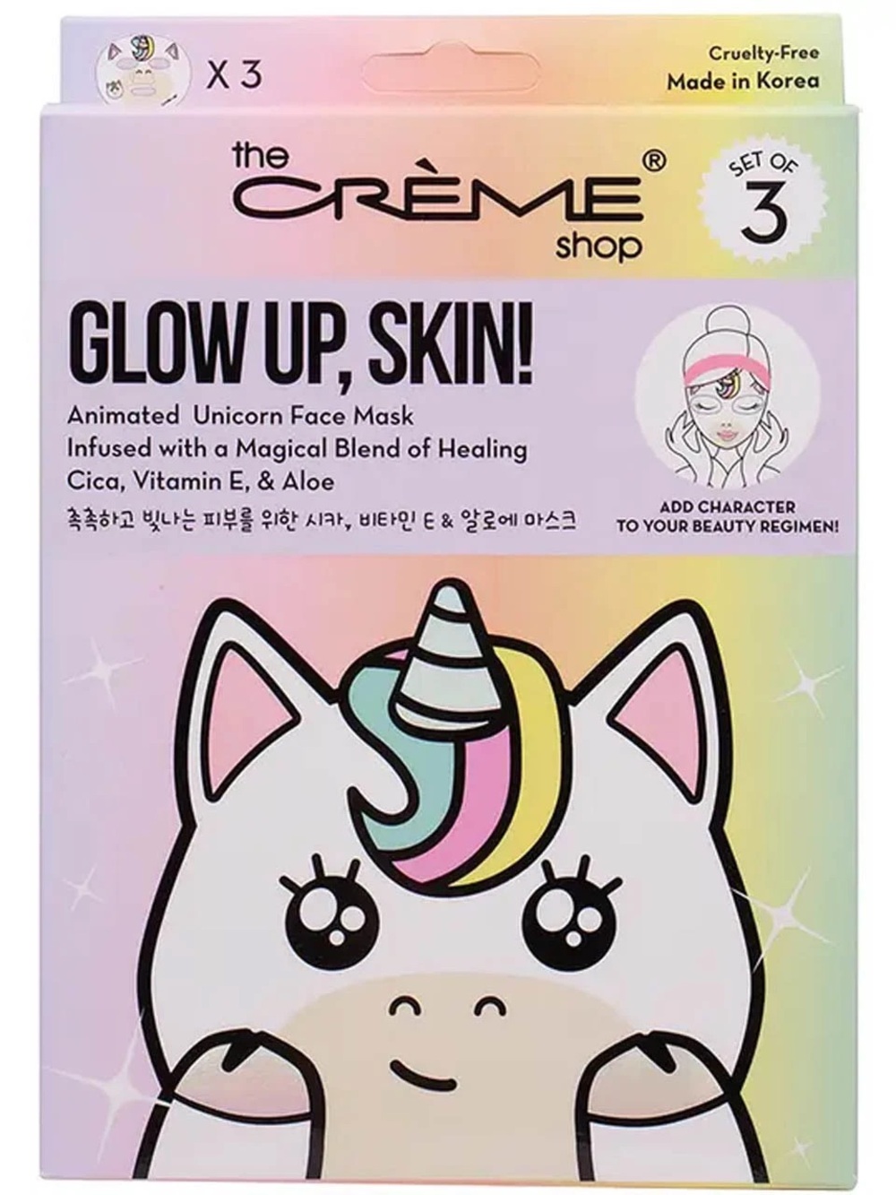 Glow Up, Skin! Printed Animated Unicorn Face Mask (Set of 3)